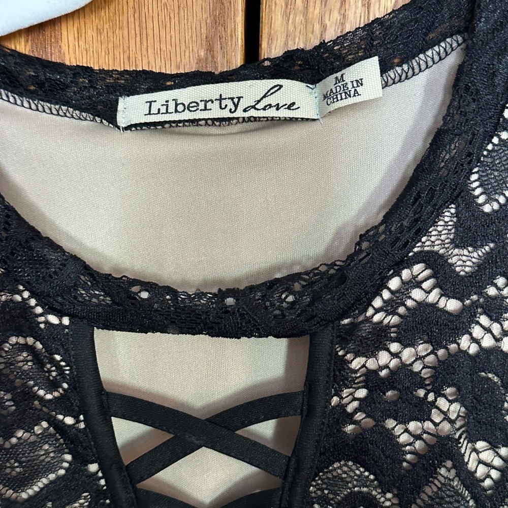 Liberty Love Black Lace Dress with Crisscross Detail - Picture 2 of 4